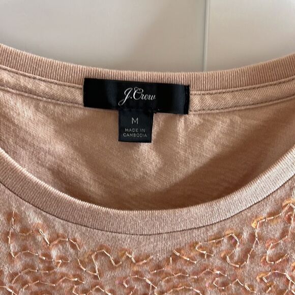 J. crew Sequined Tee shirt size medium pink/peach - Picture 9 of 12